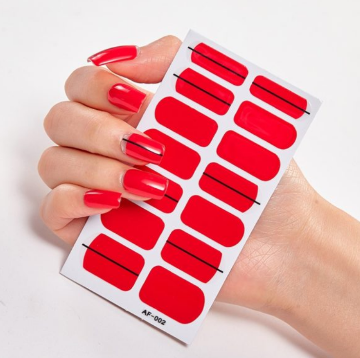 Frexos Red black lined semicured uv gel nail stickers kit
