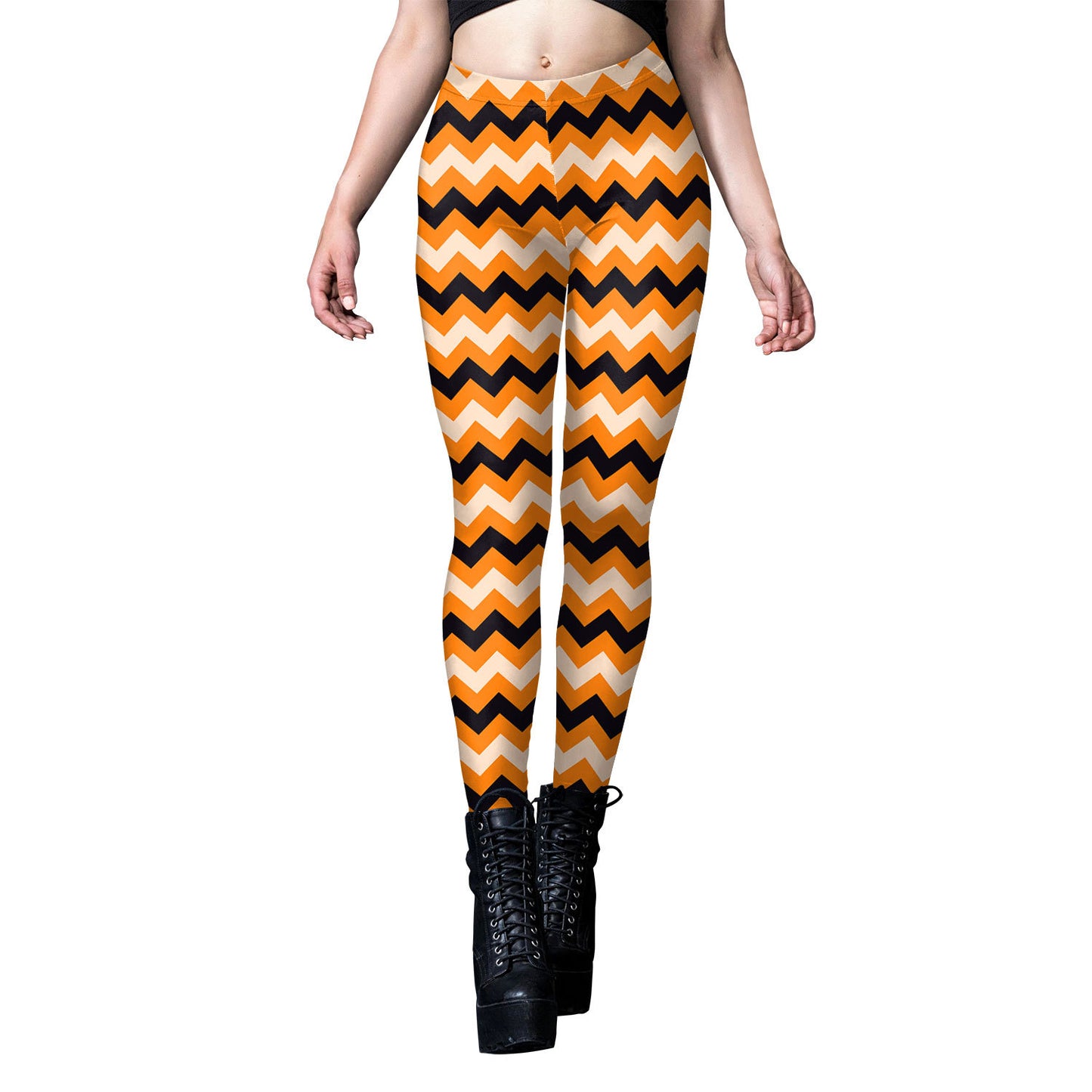 Halloween Pumpkin Head Digital Printing Stripe Tight Feet Women's Leggings