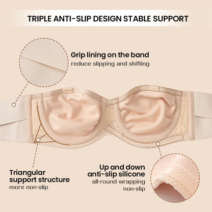 Full Support Non-Slip Convertible Bandeau Bra