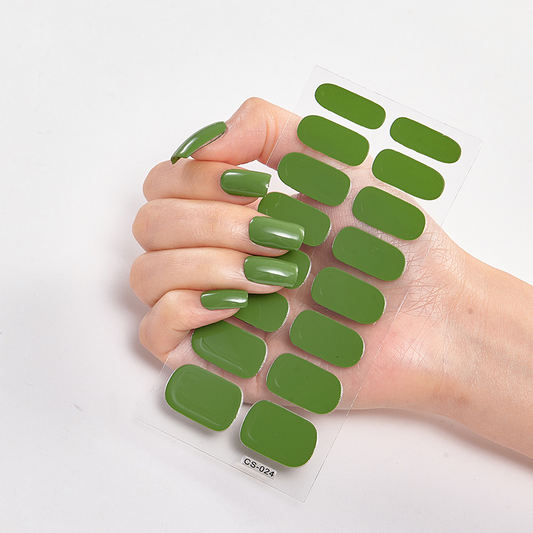 Frexos dark-green semicured uv gel nail stickers kit