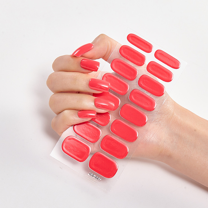 Frexos tinged red-pink semicured UV gel nail stickers kit