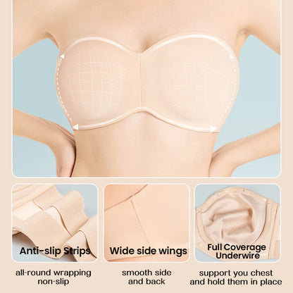 Full Support Non-Slip Convertible Bandeau Bra