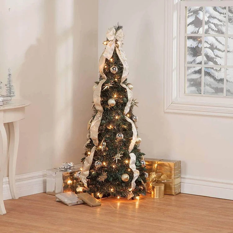 Folding Gold & Silver Christmas Tree