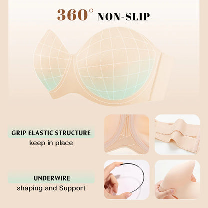 Full Support Non-Slip Convertible Bandeau Bra