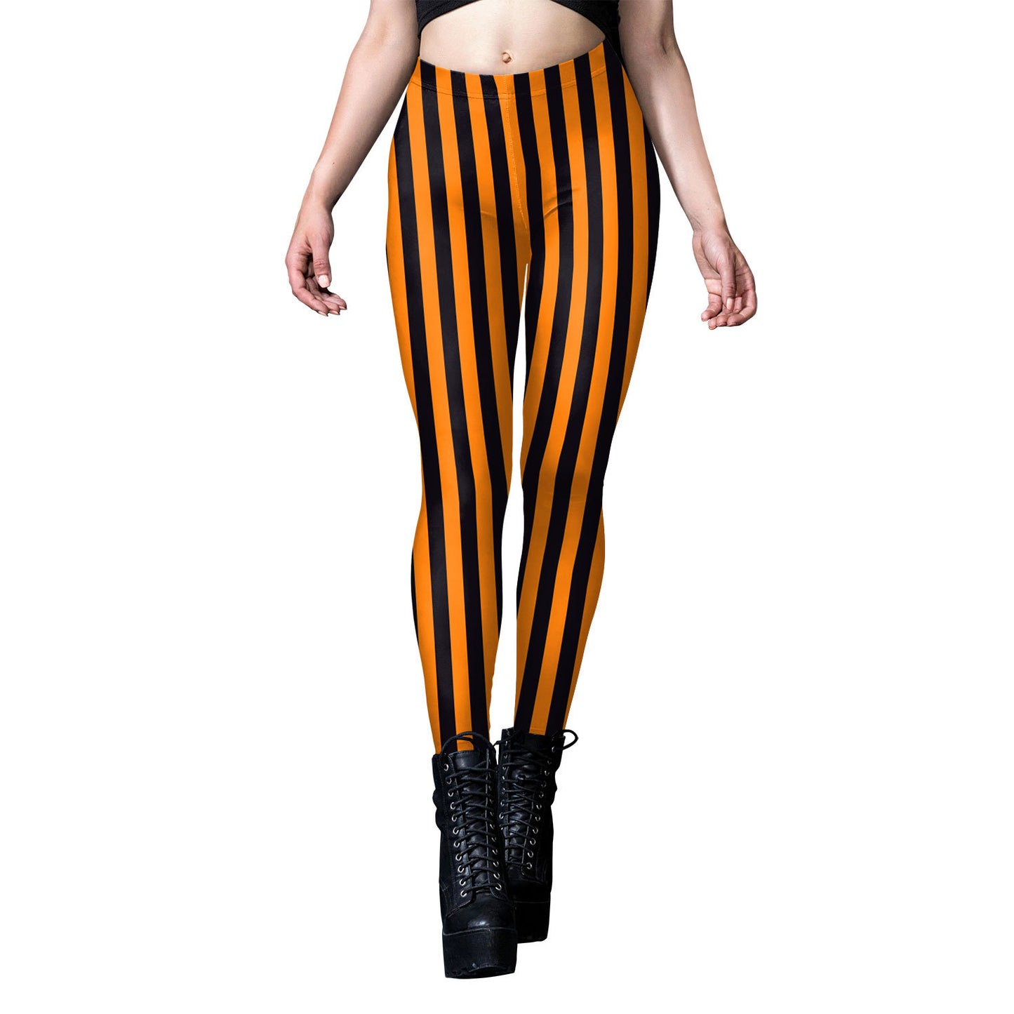 Halloween Pumpkin Head Digital Printing Stripe Tight Feet Women's Leggings